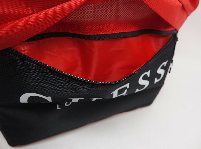 Сумка GUESS Black Red Logo Large Nylon Lightweight Tote Handbag Purse Gym Bag 000641 фото