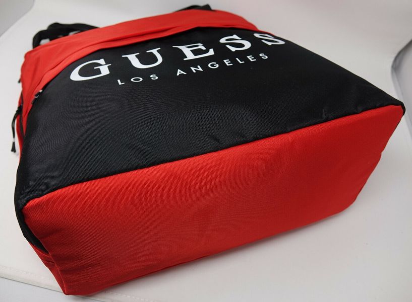 Сумка GUESS Black Red Logo Large Nylon Lightweight Tote Handbag Purse Gym Bag 000641 фото