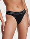 Бавовняні Трусики Victoria's Secret Logo Cotton Thong Panty Black, Чорний, S