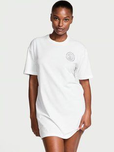 Ночная сорочка Victoria's Secret Oversize Cotton Sleep Tee White 26935824 фото