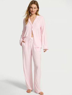 Піжама Victoria's Secret SoSoft&trade; Modal Long Pajama Set Heather Pink Petal &mdash; основне фото товару, вигляд спереду