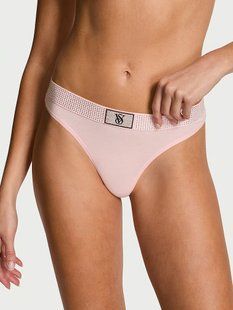 Трусики стринги Victoria's Secret Cotton Shine-Waist Cotton Thong Panty 27185002 фото