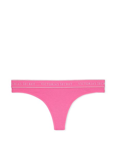 Бавовняні Трусики Victoria's Secret Logo Cotton Thong Panty Pink 26825430 фото