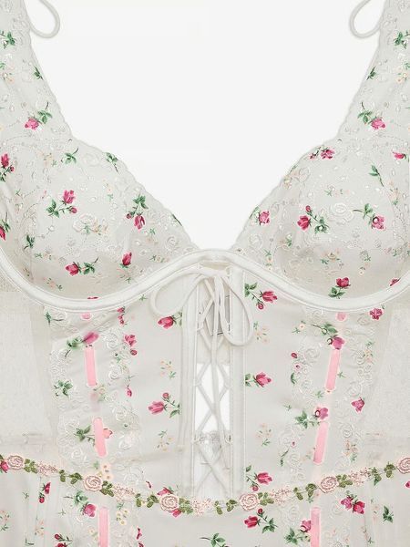 Пеньюар Victoria's Secret For Love & Lemons Xander Mini Slip Dress White Floral &mdash; основне фото товару, вигляд спереду
